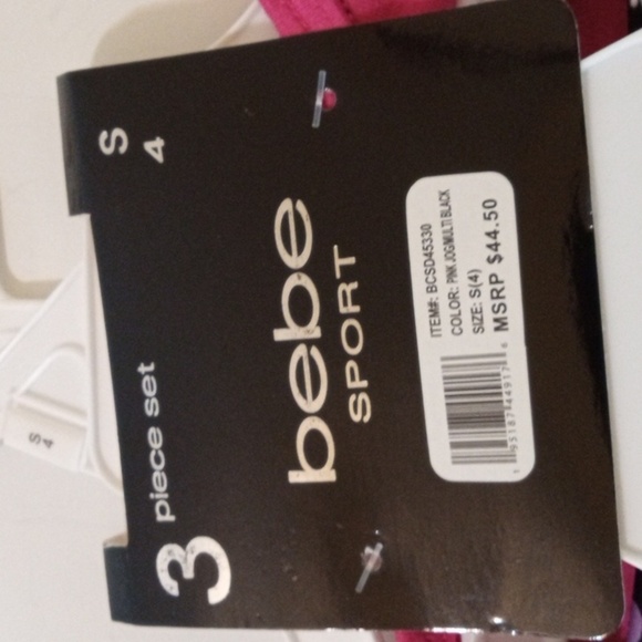 BEBE SPORT FUCHSIA BLACK PANTS GRAPHIC TEE TANK TOP JOGGER SET GIRLS SIZE 4 NWT - Picture 8 of 8